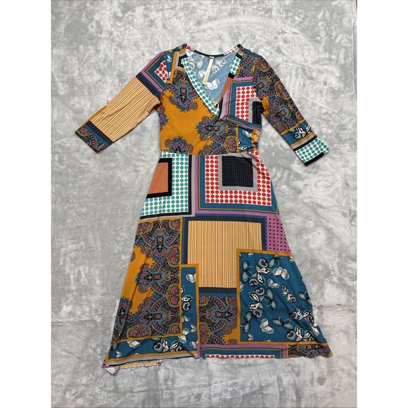 Uncle Frank Anthropologie Women’s Small Boho Patchwork V-Neck Dress Multicolor - Picture 1 of 7